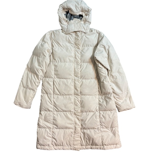 LLBean Jackets & Blazers - LLBean Womens Puffer Coat Down Insulated Full Zip Hooded Cream Beige Sz Medium